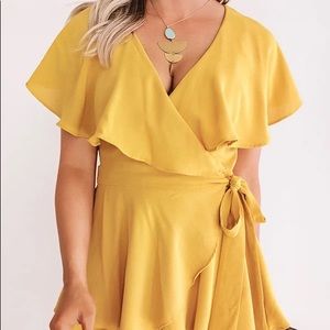 Faux wrap yellow romper